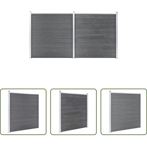 vidaXL Holz-Kunststoff-Verbundplatte - Gartenzaun WPC 353×186 cm Grau (1/5)