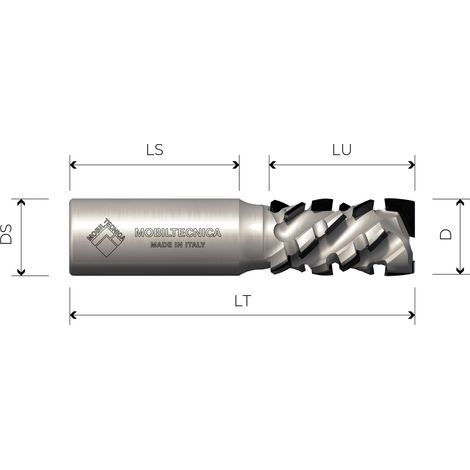 MTEC033.22 - SPINDELFRÄSE AUS DIAMANT Z2+2, AXIAL 45° KÖRPER AUS STAHL PKD H4,5 MM - MOBILTECNICA  .22D22  LU 26  DS20  LT86  Z(2+2)(10+1DIA)  AX45°  LI  H4,5