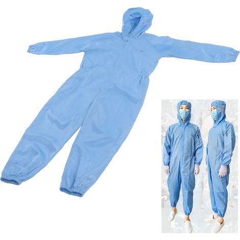 Blouse de protection anti-statique universelle avec capuche pour atelier, bleue