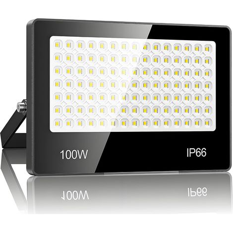 Projecteur LED Extérieur 100W - 10000LM 6500K Blanc Froid Spot LED Extérieur avec 105 LEDs Lampe, IP66 Étanche Eclairage Exterieur pour Stade, Terrasse, Rue, Garage (1/5)