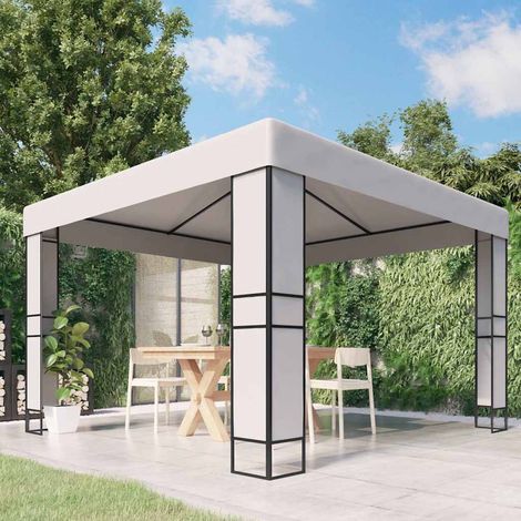 Tonnelle avec toit double 3x3 m Blanc (1/4)
