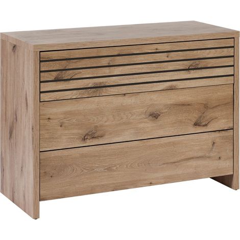 Commode 3 tiroirs aspect bois et noir - NIKITA (1/4)