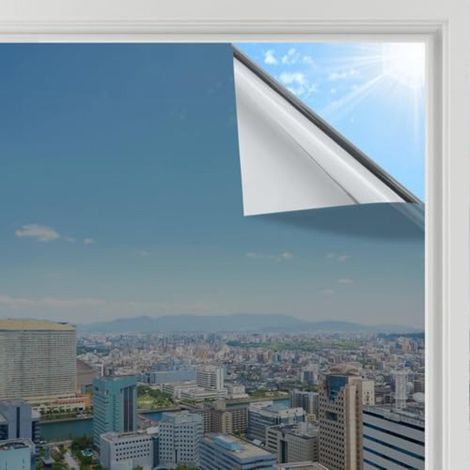 2x film solaire pour fenêtre miroir argenté anti‑UV protection contre la chaleur, pour vitrage domestique et protection solaire (1/4)