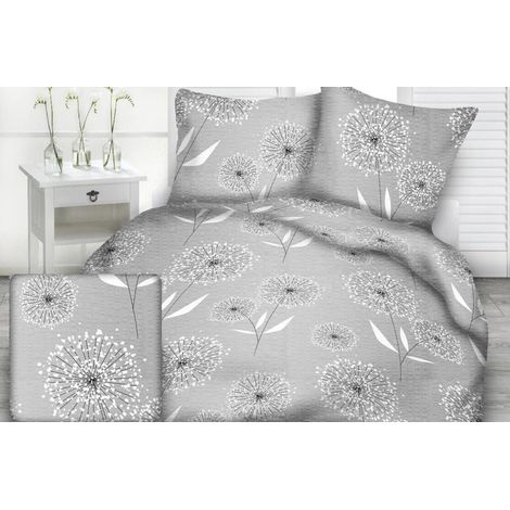 Juego de ropa de cama hecho de corteza I 160x200 con estampado de diente de león sobre fondo gris (1/2)