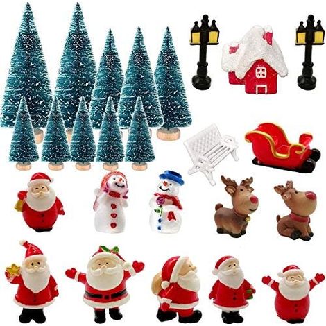 Miniature de Noël Mini Figurines en Résine père Noël Miniature de Résine Décoration Ornement Décor Accessoires de Noël (1/5)
