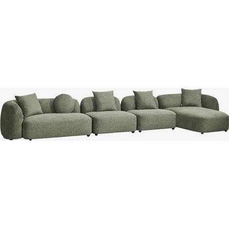 Divano modulare chaise longue destro a 4 pezzi in ciniglia Coco SKLUM (1/5)