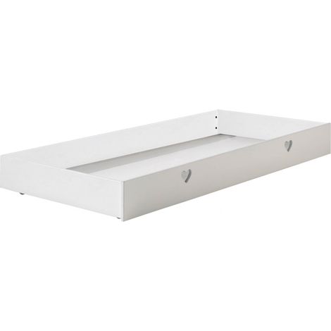 MILADY - Tiroir pour Lit Cabane 90x200cm Blanc Poignées Coeur (1/2)