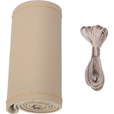 Housse de volant en cuir beige avec tresse, livrée avec aiguille et fil, kit d'accessoires intérieurs (1/5)