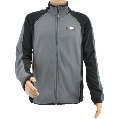 AWTOOLS Bluza Polarowa T1, chaqueta polar gris-negra, ideal para trabajos industriales, resistente, cómoda, con cierre, talla L, alta durabilidad y confort.