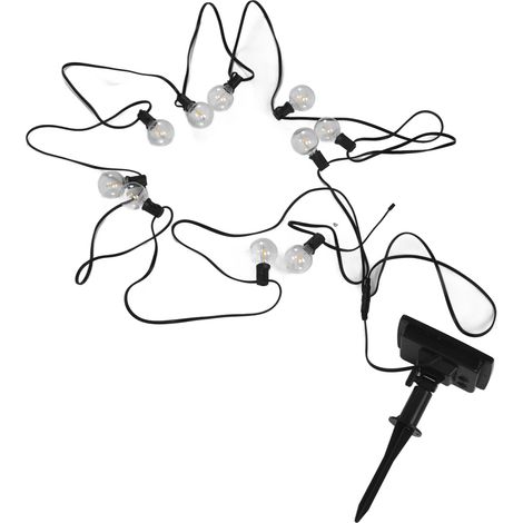 Guirlande solaire G40 12LED 5.5m boules lumineuses (2 ampoules de rechange incluses) 4 modes d'éclairage IP65 étanche extérieur fête jardin pelouse clôture balcon décoration chaude (batterie intégrée) (1/5)