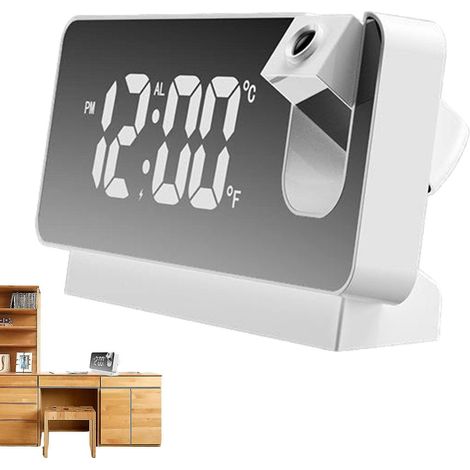 Réveil à projection, horloge numérique avec projecteur rotatif à 180°, variateur de luminosité à 3 niveaux. (1/5)