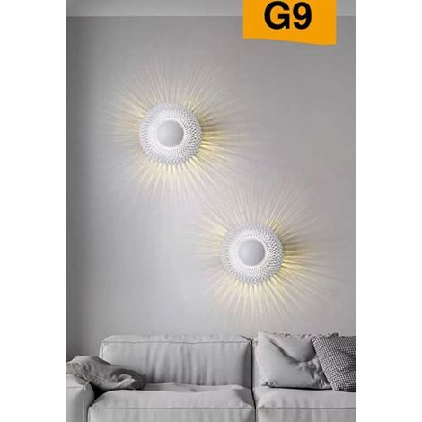 TrAdE Shop Traesio - Applique Da Muro Stile Industriale Lampada Decorativa In Metallo Attacco G9 Aq48 - Bianco (1/5)