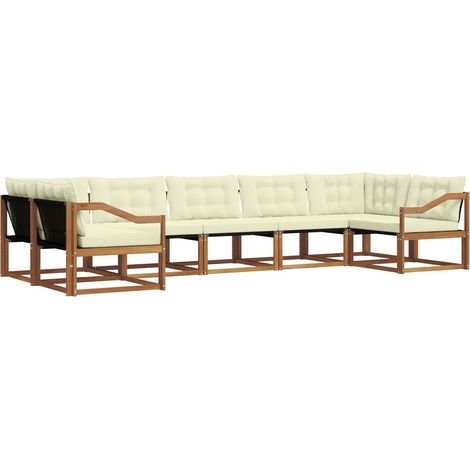 Conjunto de sofás de exterior 7 uds. Natural y Crema vidaXL (1/5)