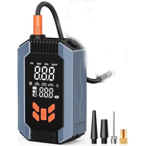 Compresseur à air portatif, 4 Modes 150 PSI Gonfleur pneus Voiture Rechargeable avec écran LCD numérique et Port C USB pour, Mini compresseur Portable, adapté pour Voiture, Moto, vélo, Ballons,etc (1/5)