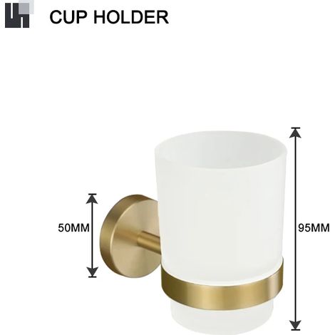 Porte-gobelet, panier à savon, barre porte-serviettes, porte-mouchoirs, crochet pour peignoir, porte-gobelet, brosse WC, porte-savon, accessoires de salle de bain en métal doré brossé (1/5)