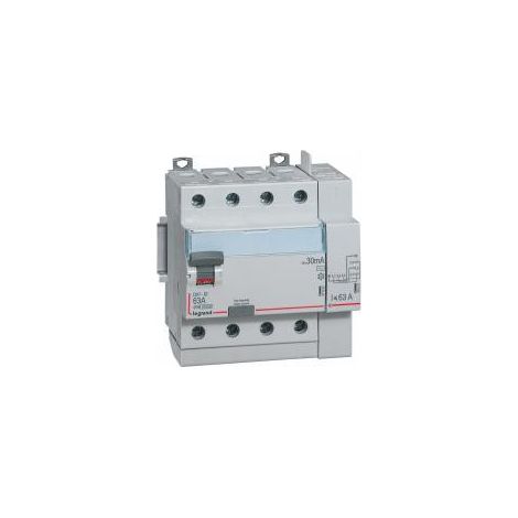 Legrand – Interrupteur différentiel DX³-ID 4P 400V 63A type AC 300mA – Arrivée haute à vis et départ automatique – Protection contre défauts d'arc