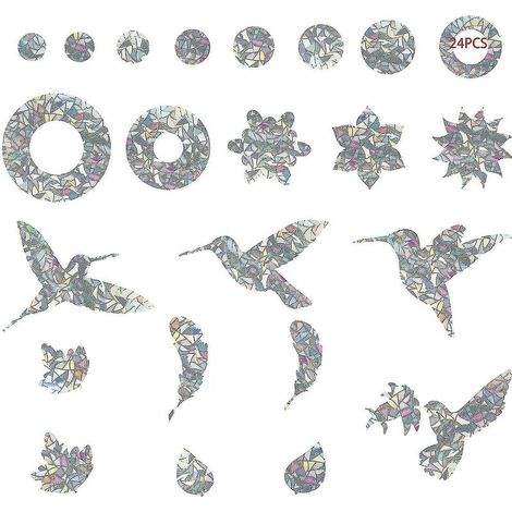 Fensteraufkleber zum Schutz vor Vogelkollisionen, Antikollisions-Fensteraufkleber mit Silhouette-Motiv für Glastüren zum Schutz vor Personen und Vögeln, 24 Stück