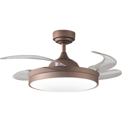 Ventilatore da Soffitto con Luce LED 36W a Scomparsa 106 cm, Motore DC, Colore Marrone Metallizzato, 6 Velocità e Telecomando incluso - Perenz (1/3)