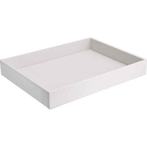 Plateau de service en cuir blanc 33,5 cm de long (1/5)