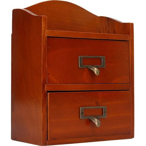 Boîte de Rangement Bureau en Bois Rétro avec Tiroirs, Organisateur Multiniveau pour Salon Chambre Cuisine (1/5)