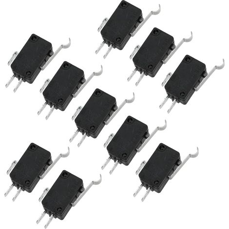Micro Interrupteur Électrique 16a en Métal, Levier Long, Lot 10 Pièces Étanche, Usage Répété Jusqu'à 500000 Fois, Toucher, Noir, pour Équipements de Communication et Audio (1/5)