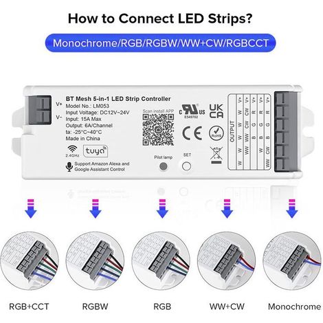 LM053 UL Graffiti Bluetooth Mesh 5-in-1 LED Strip Controller (Single Color CCT, RGB, RGBW, RGBCW)