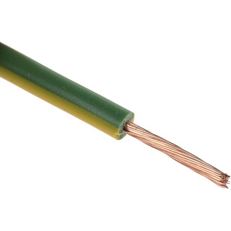 RS PRO Fil de câblage, section 1,5 mm², 1000 V Vert/Jaune Cuivre, Maximum +70 °C, 25m ( Prix pour Bobine de 25 Mètres )