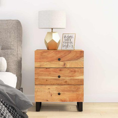 vidaXL Bedside Cabinet 50x33x62 cm Solid Wood Acacia&Engineered Wood (1/5)