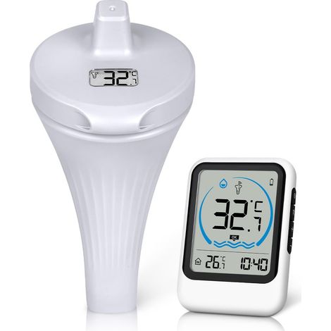Thermomètre Piscine Flottant, Thermometre de Piscine Sans Fil, IP67 Étanche Anti-buée Numérique Thermomètre de Température Intérieur Extérieur pour Piscines Aquarium Étangs Spa (1/5)