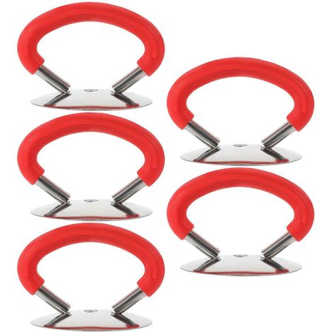 Lot de 5 couvercles universels pour casseroles, poignées et boutons en acier inoxydable et silicone.-6.00X5.10X4.30CM-Silver (1/4)