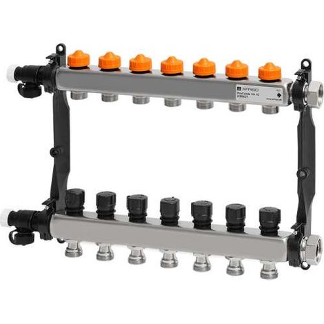 Afriso Edelstahl-Heizkreisverteiler ProCalida® VA 1C Vario-DP 7 Heizkreise 86427