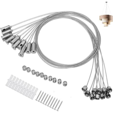 Stainless Steel Cable Suspension Kit, 0.3cm x 1m, Ceiling Mount for LED Panel Ceiling Lights, High Load Capacity, Adjustable Design Suspension Light Kit (10 Pieces) (1/5)