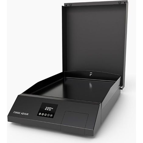 Forge Adour – Plancha électrique 2500W COOKING – Plaque en fonte émaillée – Capot sur charnière – Bac à graisses intégré 300ml (1/5)