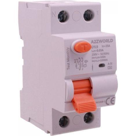 RCCB Interruttore Differenziale Puro Tipo A-SI Super Immunizzato, 1P+N 2M 10000A 30mA AC 230V IP20 GYL9 Elettromeccanico, Corrente Disponibili 25A 40A 63A 100A (25A)