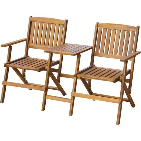 vidaXL Banc de jardin pliant et table à thé 140cm Bois d'acacia solide (1/4)