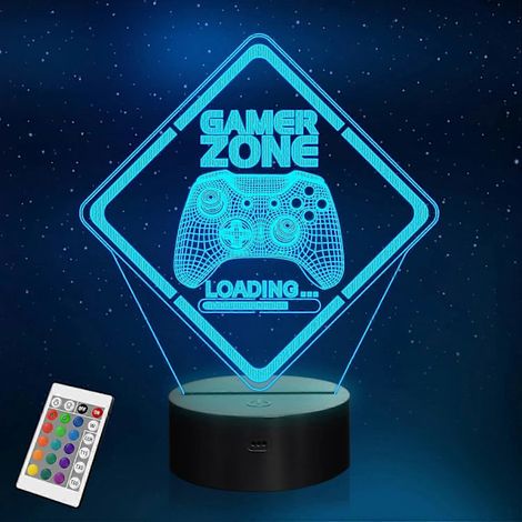 Veilleuse Gamer Zone, manette de jeu, éclairage d'illusion 3D amusant, 16 couleurs changeantes, tactile et télécommande (1/5)