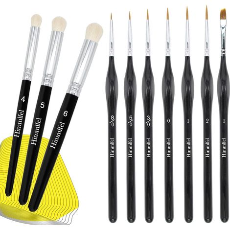 Lot de 3 pinceaux miniatures Drybrush et 7 pinceaux fins pour le modélisme - Pour peinture acrylique et aquarelle - Pour modélisme Citadel Warhammer 40 K (1/5)