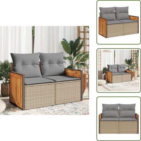Canapé de jardin avec coussins 2 places beige résine tressée - Canapé De Jardin - Meuble Extérieur - Salon De Jardin - Résine Tressée - Rotin Synthétique (1/5)