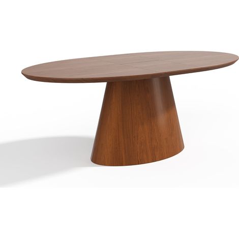 Table à manger extensible en bois contreplaqué noyer clair EBEN (1/5)