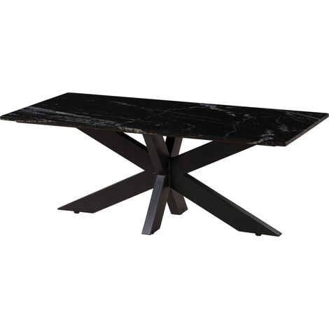 Tavolino da salotto in marmo nero - gambe incrociate in ferro nero 120x60 BARCELONA 414 (1/3)