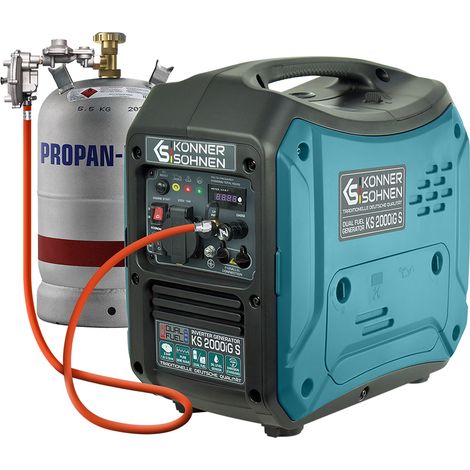Generatore Inverter Dual Fuel Könner & Söhnen KS 2000iG S (Gas/Benzina), 2,0 kW, Silenzioso, Onda Sinusoidale Pura, Tecnologia ECO, Ideale per Campeggio e Dispositivi Sensibili, USB Integrato (1/4)