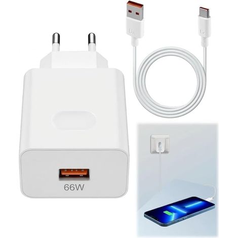 66W Chargeur Rapide USB C Kit avec Câble 1.5m pour Téléphones Android (1/5)