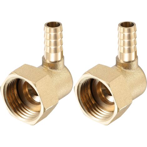 Raccord Cannelé Tuyau Laiton Coude 8mm x G1/2 Connecteur Tuyau Femelle à écrou Pivotant pour Eau Carburant Air Paquet de 2 (1/5)