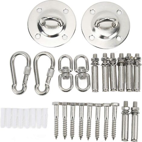 Kit de suspension 2024 avec plaque fixe, boucle à dégagement rapide et anneau de suspension pour hamac, sac de sable de yoga, supports de balançoire robustes (1/5)