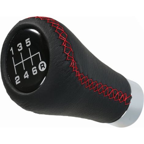 Pomello del cambio Yctze, pulsante del cambio per auto, pomelli del cambio per autoveicoli a 5 velocità, universale, manuale, facile da installare, rosso, nero, pelle, metallo con design elegante per (1/5)