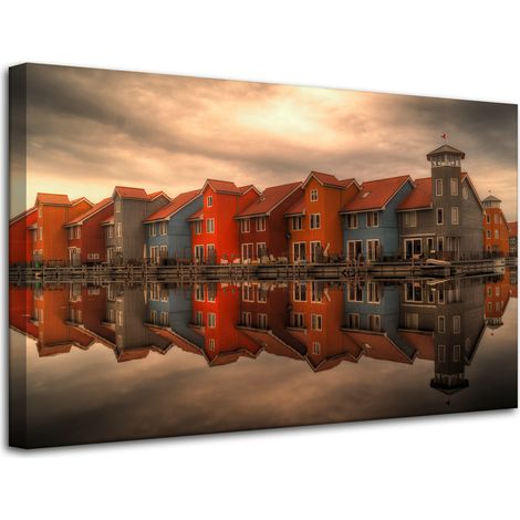 Leinwanddruck Bunte Häuser der Niederlande 80x50 cm