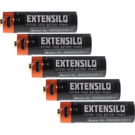 EXTENSILO 5x AA Mignon Akkus mit Micro USB-Anschluss (920 mAh, 1,5 V, Li-Ion)