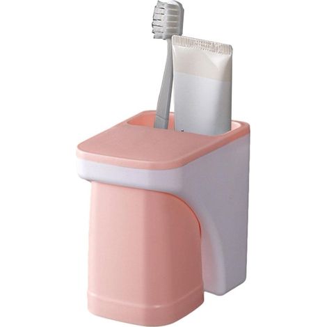 Soporte de pared para cepillos de dientes，juego de organizador de baño para cepillos de dientes，rosa (1/5)