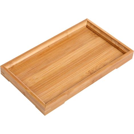 Plateau De Service En Bambou - Rectangulaire - Poignées Intégrées - Bord Relevé - 22 x 13 x 2.5 cm - 1 Pièce (1/5)