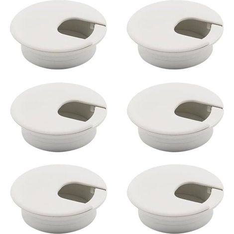 Passe Cable Bureau 6 Pièces Passe Cable Blanc Passe Câbles Ronds Encastrables Couvercle de Trou de Câble Oeillet de Bureau Câble de Bureau Oeillet Passe-Câbles Blanc
